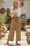 Striped Knit Wide Leg Pants