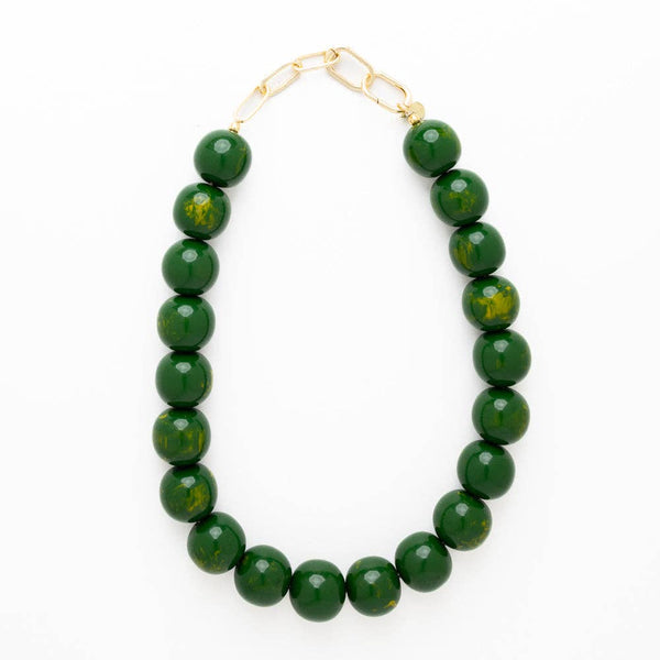 Iris Large Resin Bead Necklace Green Wholesale