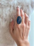 Large Brass Freeform Stone Ring