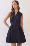 CD07317-Sleeveless Fit & Flare Waist Belt Mini Dress
