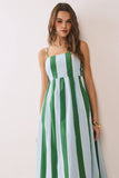 CD06828-Striped Back Smocked Detail Side Pocket Maxi Dress