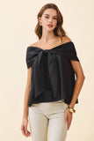 CT9079-Bow Accented Off The Shoulder Top