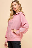 CT9019-Front Zipper Oversized Collar Pullover