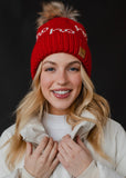 Red & White Ho Ho Ho Pom Hat