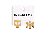 Layla Brass Abstract Nordic Post Earrings 18k Gold Wholesale