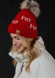 Red & White Ho Ho Ho Pom Hat