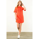 Short Sleeve Collared Button Dress