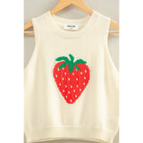 Strawberry Sleeveless Knit Top