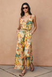 Wicker Button Down Sash Belt Jumpsuit