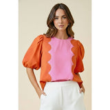 Romantic Wave Glam Scallop Blouse