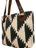 Blockprint Pyramid Shoulder Bag : Black