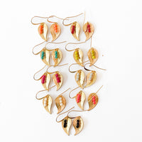 Small leaf earrings with colorful beads