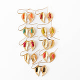 Small leaf earrings with colorful beads
