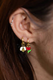 Hoop Earrings - Honeybee & Flower - Gold Statement Jewelry