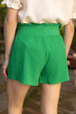 34339 Wide Elastic Waist Textured Shorts