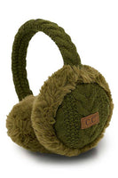 C.C Cable Knit Fur Earmuff Warmer: Light Gray