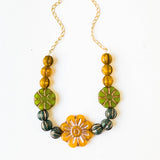 Bold Handmade Statement Necklace with Floral Design