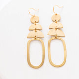 Long Oval and Moon Earrings