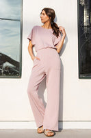 MODAL POLY SPAN SHORT SLEEVE JUMPSUIT