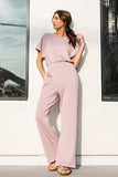 MODAL POLY SPAN SHORT SLEEVE JUMPSUIT