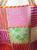 Cotton Quilted Block Print Large Tote Bag - Patchwork