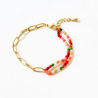 Bead and gold chain bracelet, Fall, Paperclip bracelet