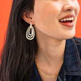 Mila Geometric 3-Tier Teardrop Earrings Brass Wholesale