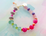 Gemstone Bracelet - Pink and gReen