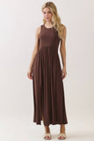 Solid Sleeveless Midi Dress with Front Slit - VD40755