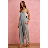 WIDE LEG LIGHTWEIGHT DENIM JUMPSUIT OVERALL