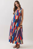 CD07489-Geometric Print Maxi Dress
