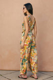 Wicker Button Down Sash Belt Jumpsuit