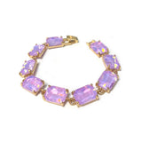 Emerald Cut Glass Crystal Linked Statement Bracelet