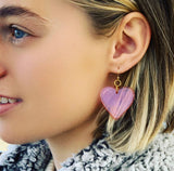 Acrylic Heart Valentines Day Earrings: Black