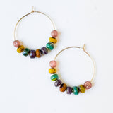 Gold-filled Hoops with small Vibrant Colorful beads