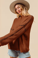 Contrast Blanket Stitch Loose Fit Sweater