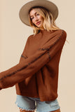 Contrast Blanket Stitch Loose Fit Sweater