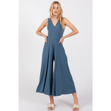 SURPLICE SLEEVELESS WIDE LEG JUMPSUIT - VJU17277