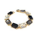 Emerald Cut Glass Crystal Linked Statement Bracelet