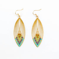 Swooping Oval Earring: Peacock