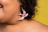 Pink Sparrow Hoop Earrings