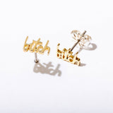 Bitch Swear Stud Earrings - Gold or Silver - Pair or Single