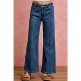 SEAM DETAIL MID RISE STRETCH DENIM JEANS PANTS