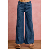 SEAM DETAIL MID RISE STRETCH DENIM JEANS PANTS