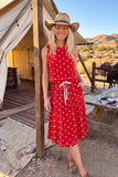Retro Dot Tank & Midi Skirt Set