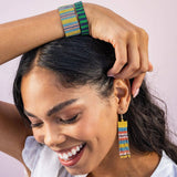 Billie Mixed Horizontal Stripes Beaded Fringe Earrings Amalfi Wholesale