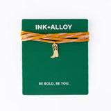 Fiona Twisted Wrap Bracelet With Boot Charm Blush Mustard