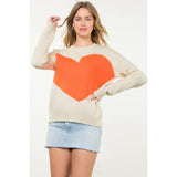 Colorblock Heart Knit Sweater