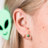 14K Gold Plated Enamel Alien Stud Earrings