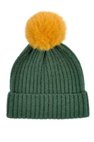 Two Tone Color Pom Pom Beanie Winter Hat